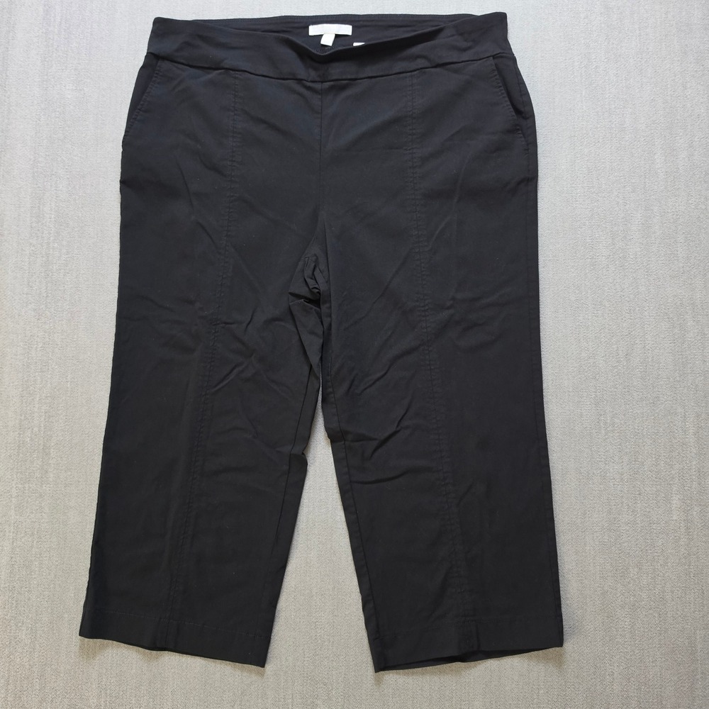 Juniper + Lime Crop Pants Women 22W Black Pull On Stretch Seam Front